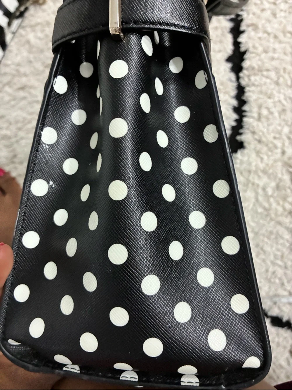 Kate Spade Staci Dot Dot Black and White Polka Dot Medium Satchel